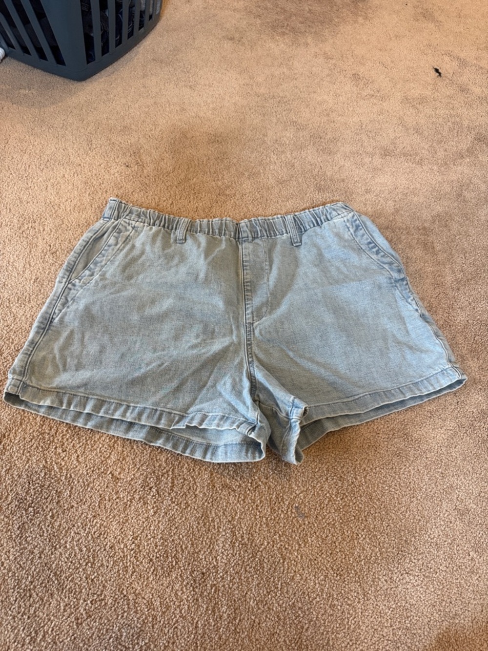 Women’s Light Blue Denim Shorts with Elastic Waistband